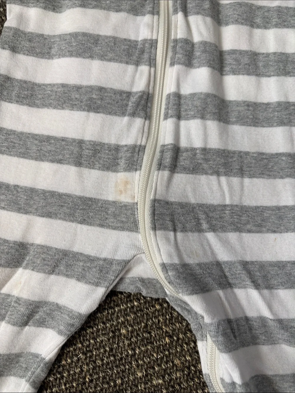 Old Navy Grey and White Striped Zip One-Piece